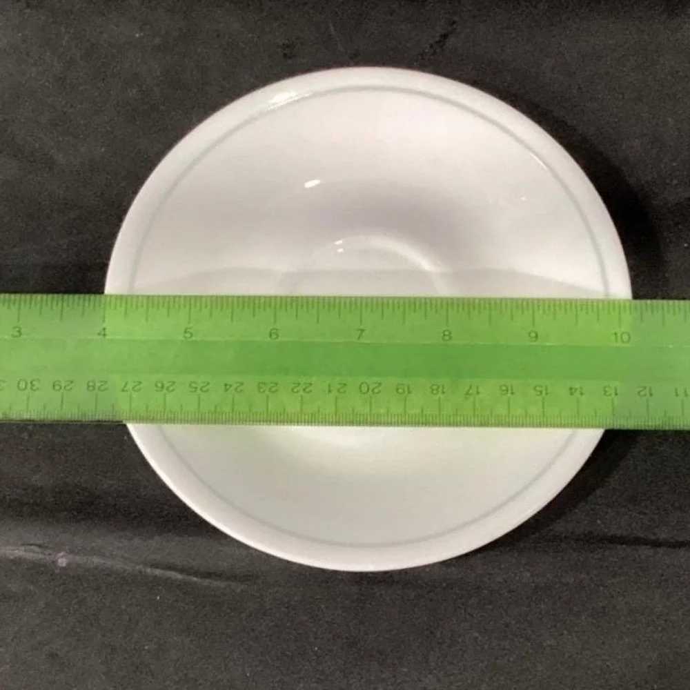 Corelle Corningware White‎ Saucers, Set of 4, Single Green Band, Vtg Dinnerware
